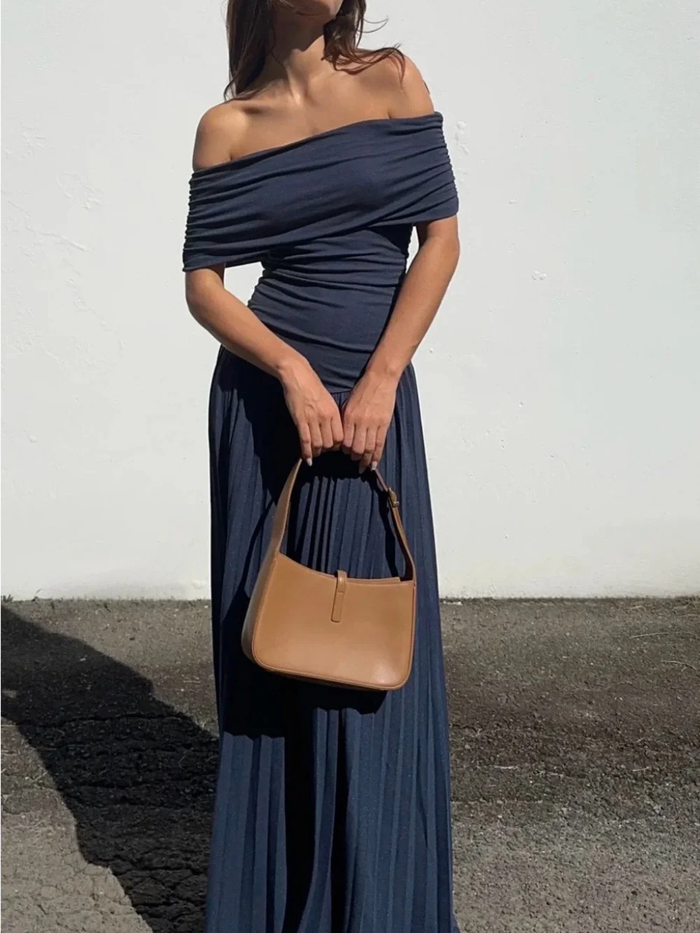 Lioness Navy Off-Shoulder Maxi Dress